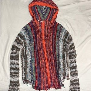 FREE PEOPLE. Boho knitted sweater with hood.